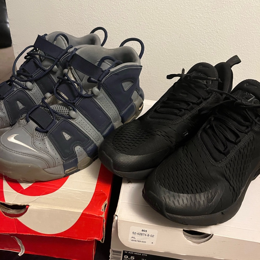 Nike 🔥Bundle🔥More Uptempo Gray & Air Max 270 Black both Size 12 Men